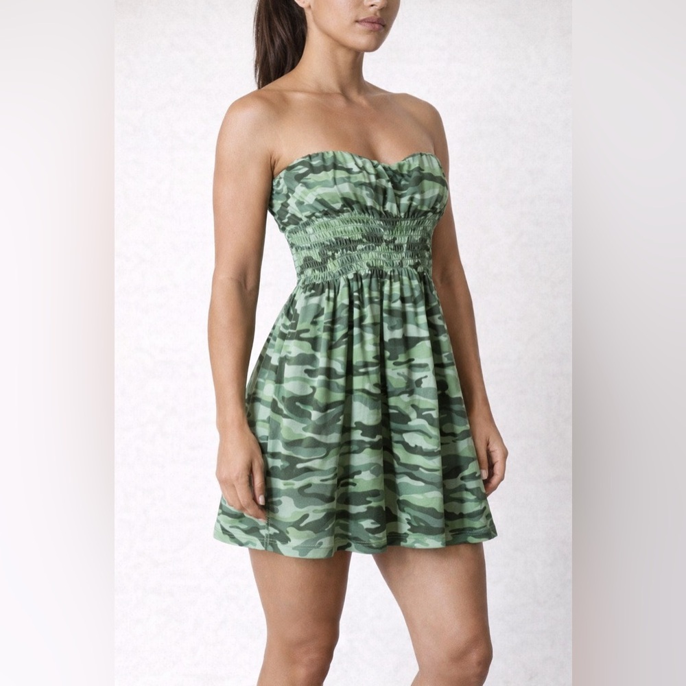 Bebe Sport. NWT. Green Camouflage Dress Medium Y2K Athleisure Festival